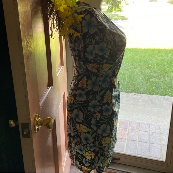 NWOT Vintage Leni Leni floral draped faux wrap dress - Picture 3 of 10